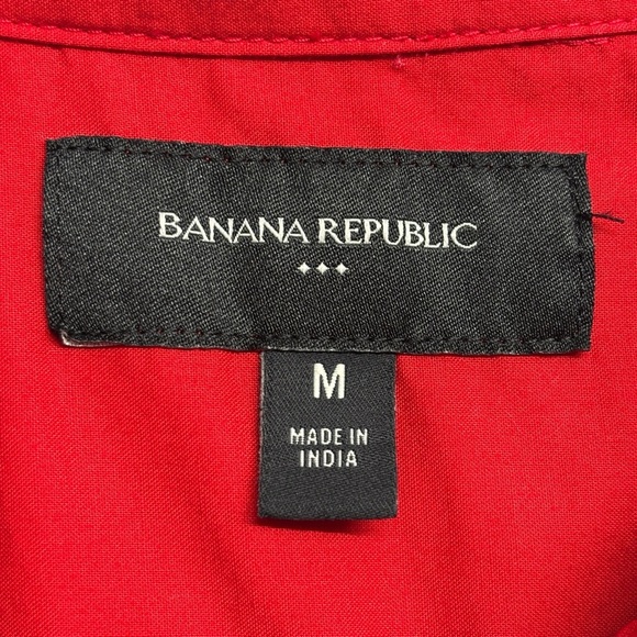 Banana Republic Button Down Shirt Red M Cotton? Collared Long Sleeve - Picture 3 of 6